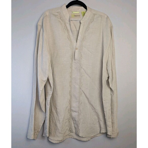 Cubavera Other - CUBAVERA Shirt Mens L Linen Blend Pullover Guayabera Long Sleeve